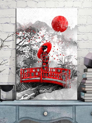 Tableau japonais balade d'une geisha
