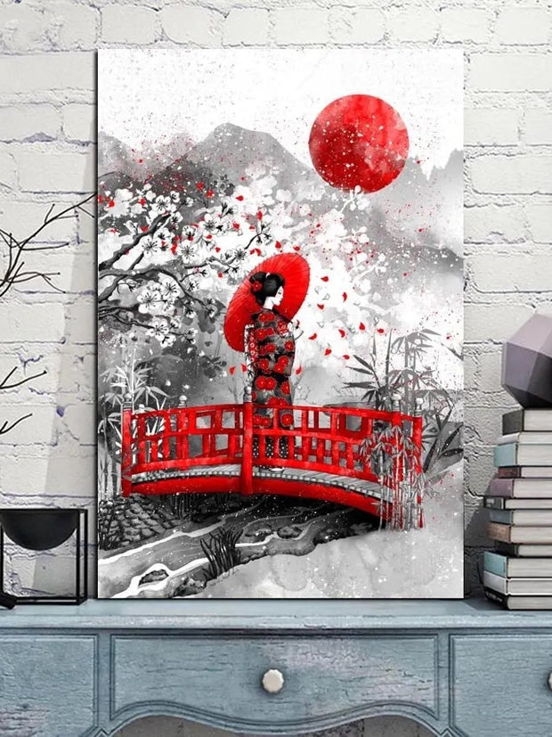 Tableau japonais balade d'une geisha