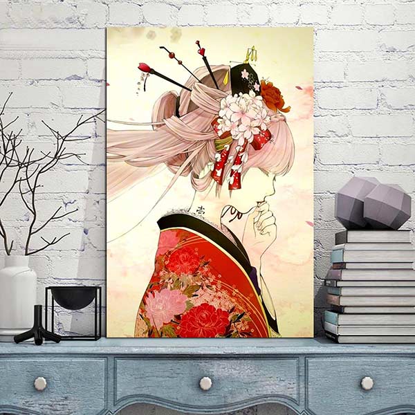 Tableau japonais geisha manga