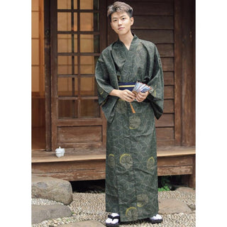 Kimono Homme Traditionnel Vert Géométrie