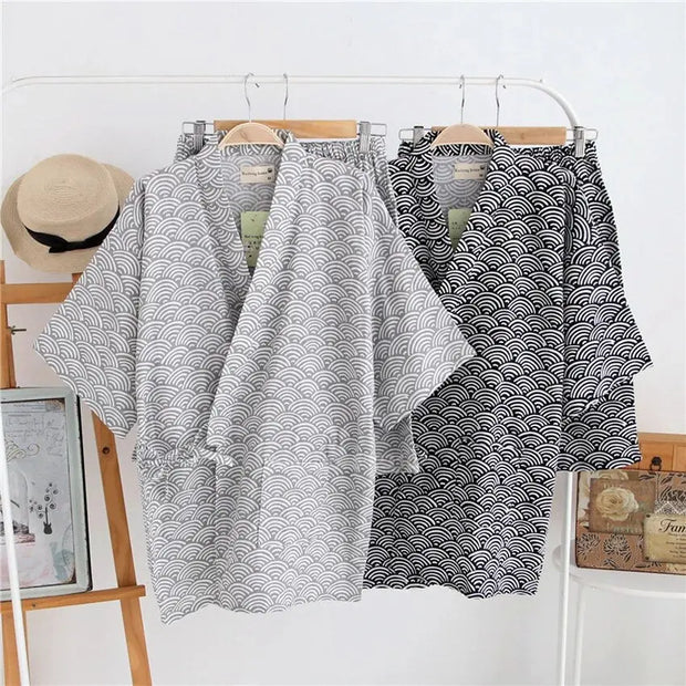 Jinbei pour homme motif japonais Seigaiha