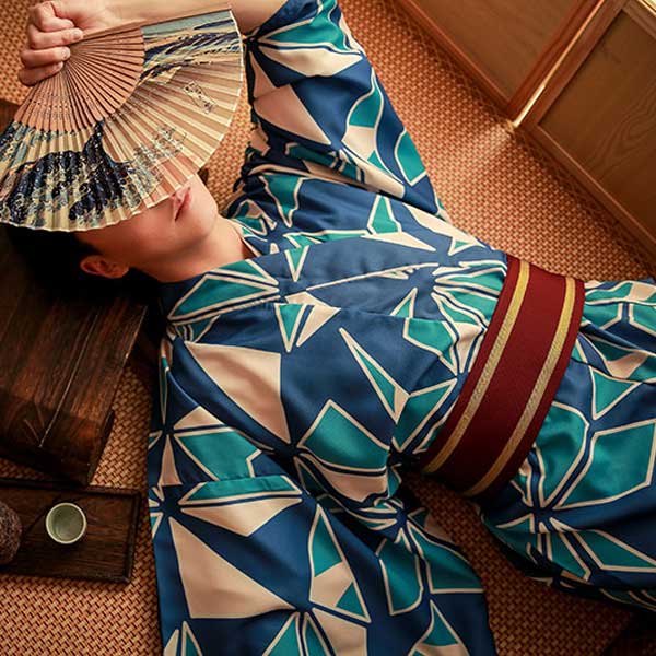 Kimono Homme Géométriques Bleutés
