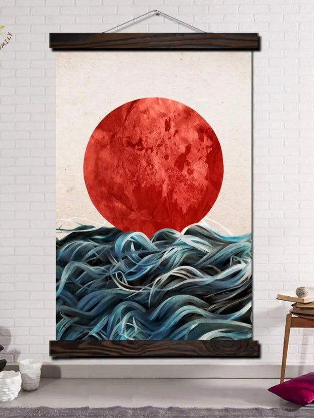 Tableau japonais soleil levant moderne-0.jpg