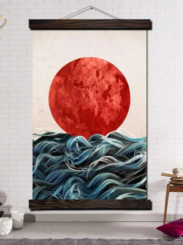 Tableau japonais soleil levant moderne