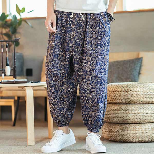 Pantalon japonais ample imprimé bleu-3.jpg