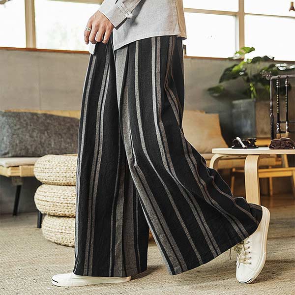 Hakama pantalon japonais rayé