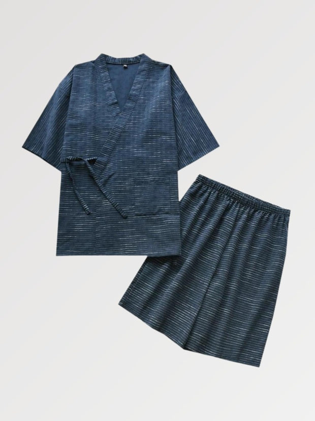 Pyjama Jinbei japonais pour homme chiné