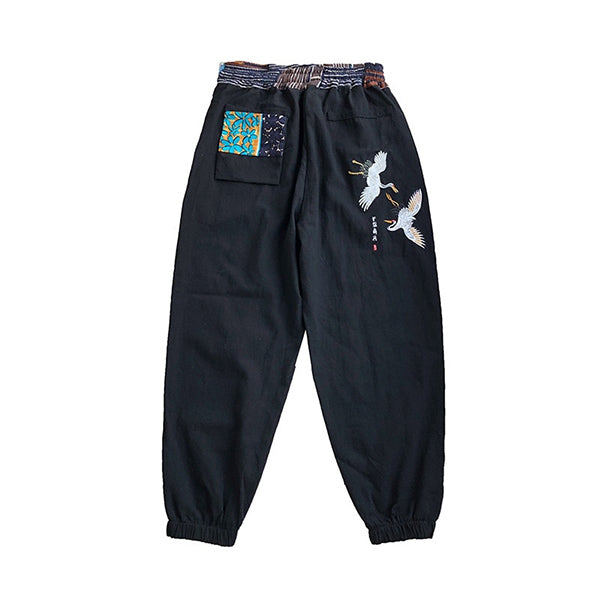 Pantalon style japonais motif grues japonaises-3.jpg