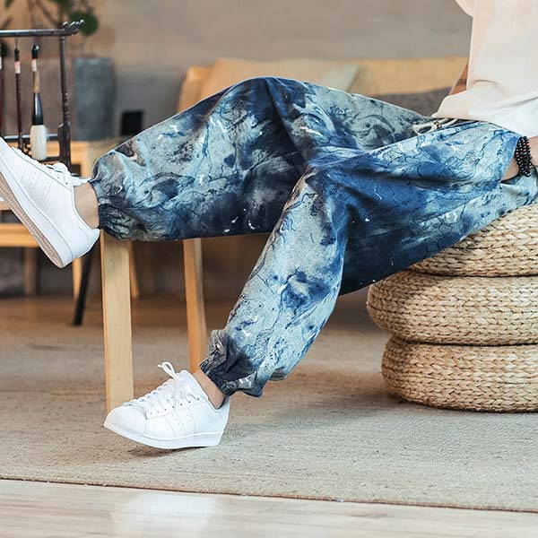 Pantalon japonais pour homme style Tie & dye bleu-2.jpg