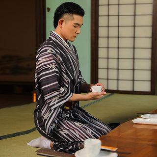 Kimono Japonais Homme Bamboo et Rayures