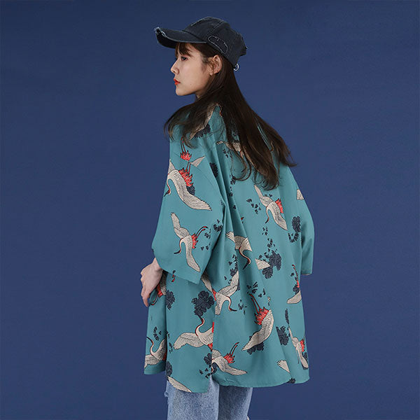 Chemise longue style kimono grues japonaises-6.jpg