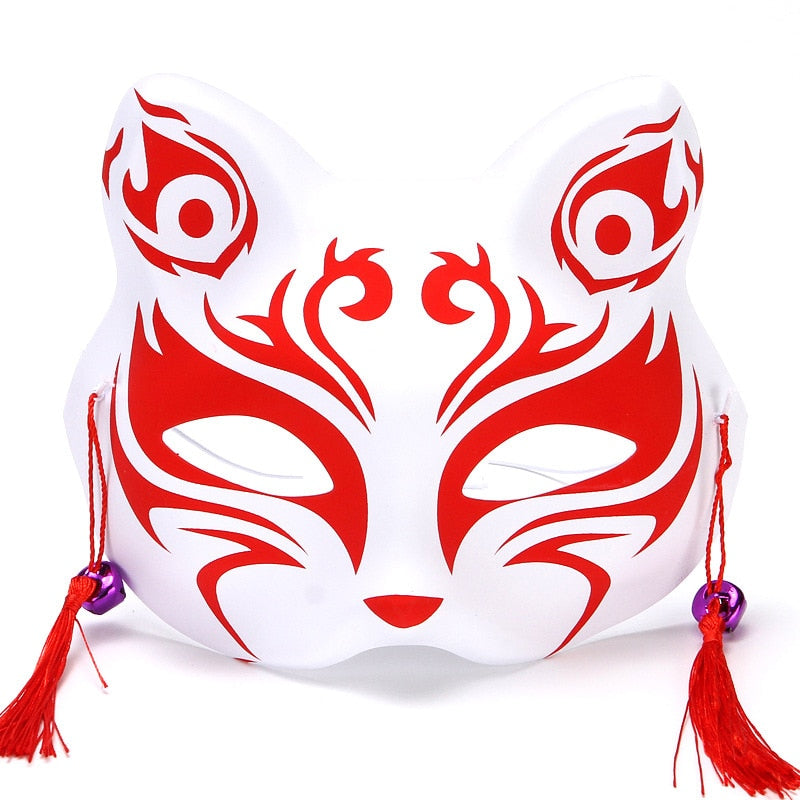 Masque japonais Kitsune flammes