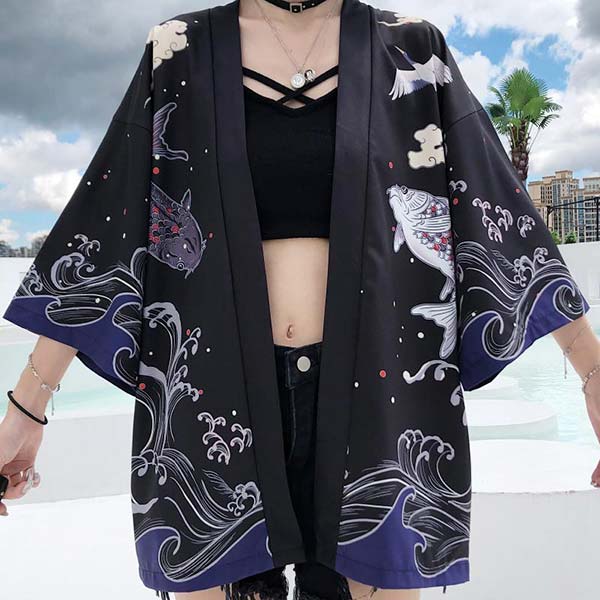 Haori japonais motif ciel de Carpes Koï-2.jpg