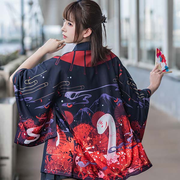 Kimono court serpent japonais