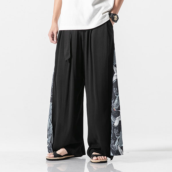Pantalon très large motif grues japonaises-1.jpg